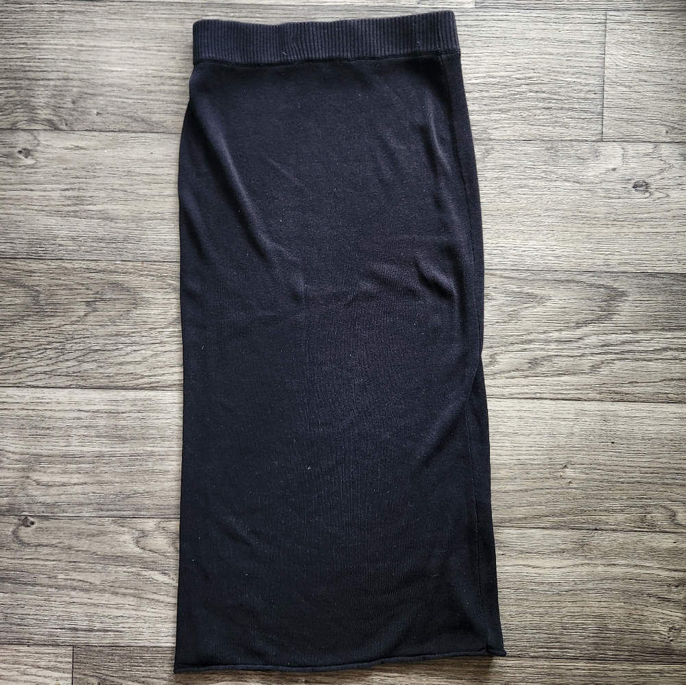 Free People Beach Knit Black Midi Skirt Size XS